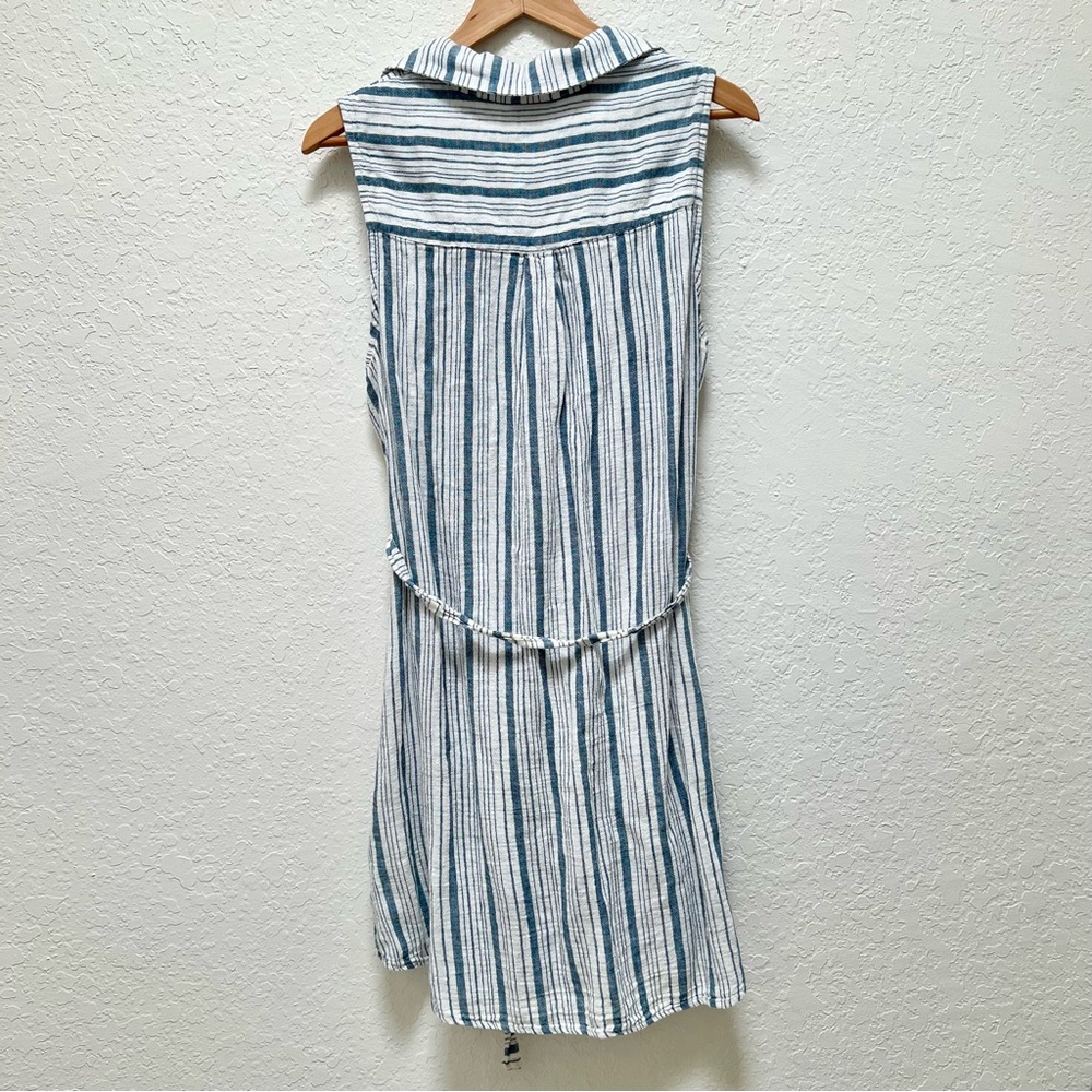 AVA VIV Sleeveless Striped Shirt Dress with Tie Belt‎ Casual Coastal - Picture 5 of 5